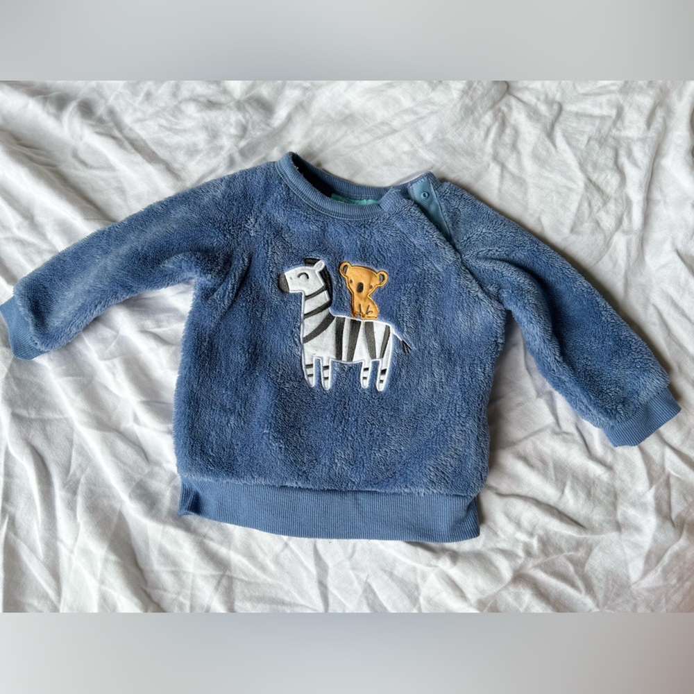 Pekkle Baby Blue Animal Sweater 9m